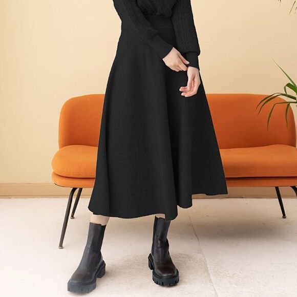 blue illusion XL Pull On Black Stretch Midi A Line Full Skirt - Picture 10 of 12